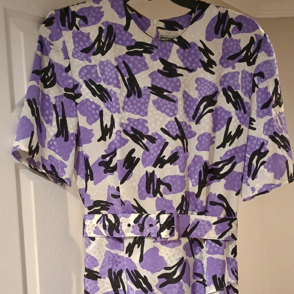 Perceptions Purple And Black Patterned Midi Dress - image 5